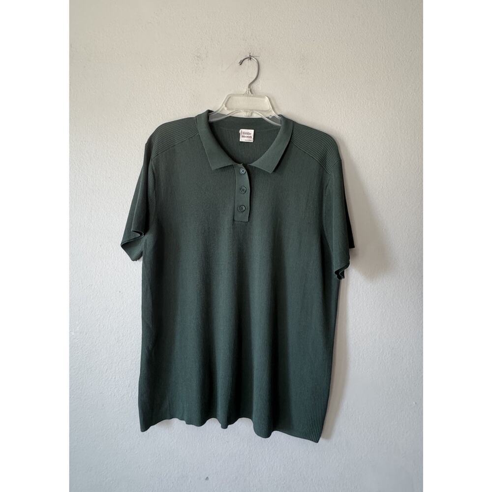Aritzia Little Moon Short Sleeve‎ Polo Top Women’s Size Large Ribbed Modern City